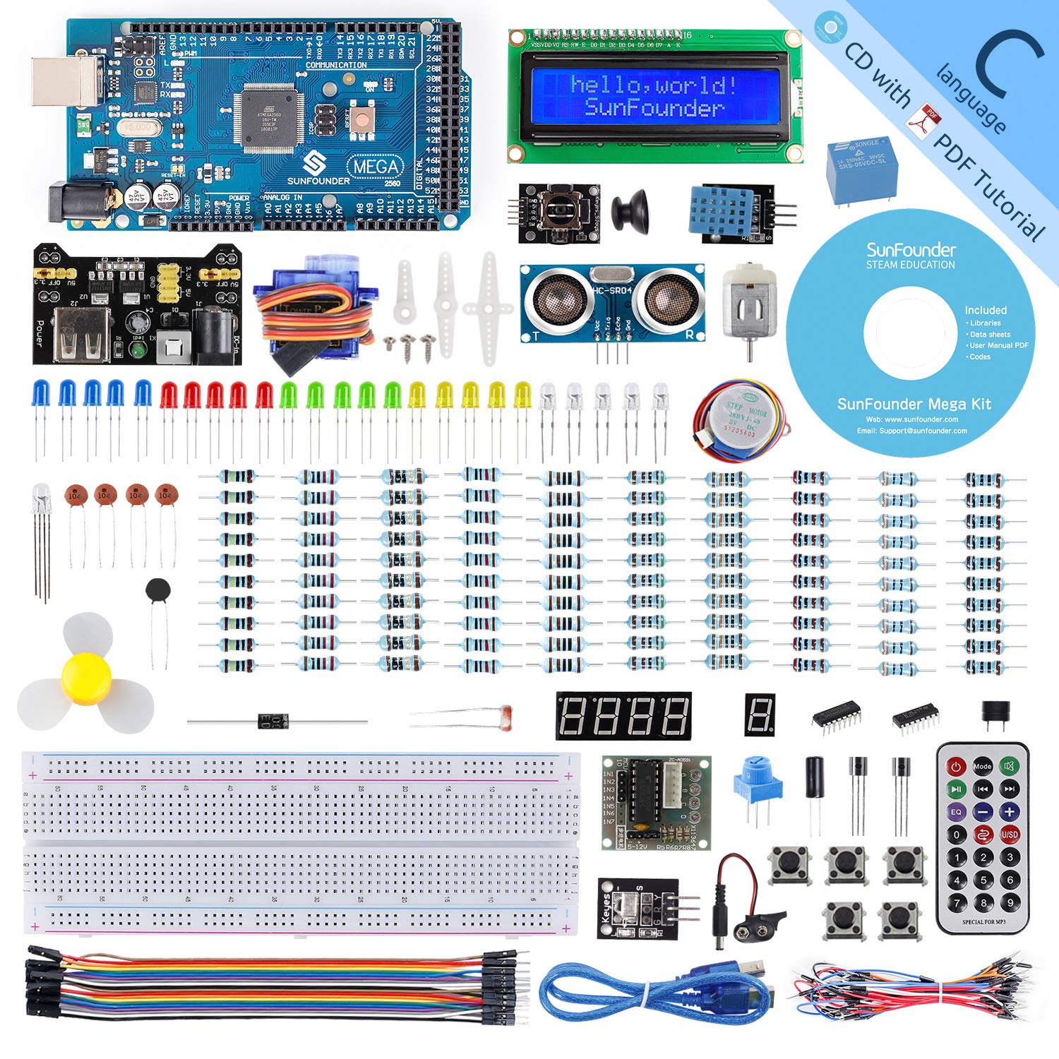 SunFounder Mega 2560 R3 Project Super Starter Kit with Mega 2560 Board Compatible with Arduino Mega 2560 R3 Mega328 Nano,25 Tutorials Includ