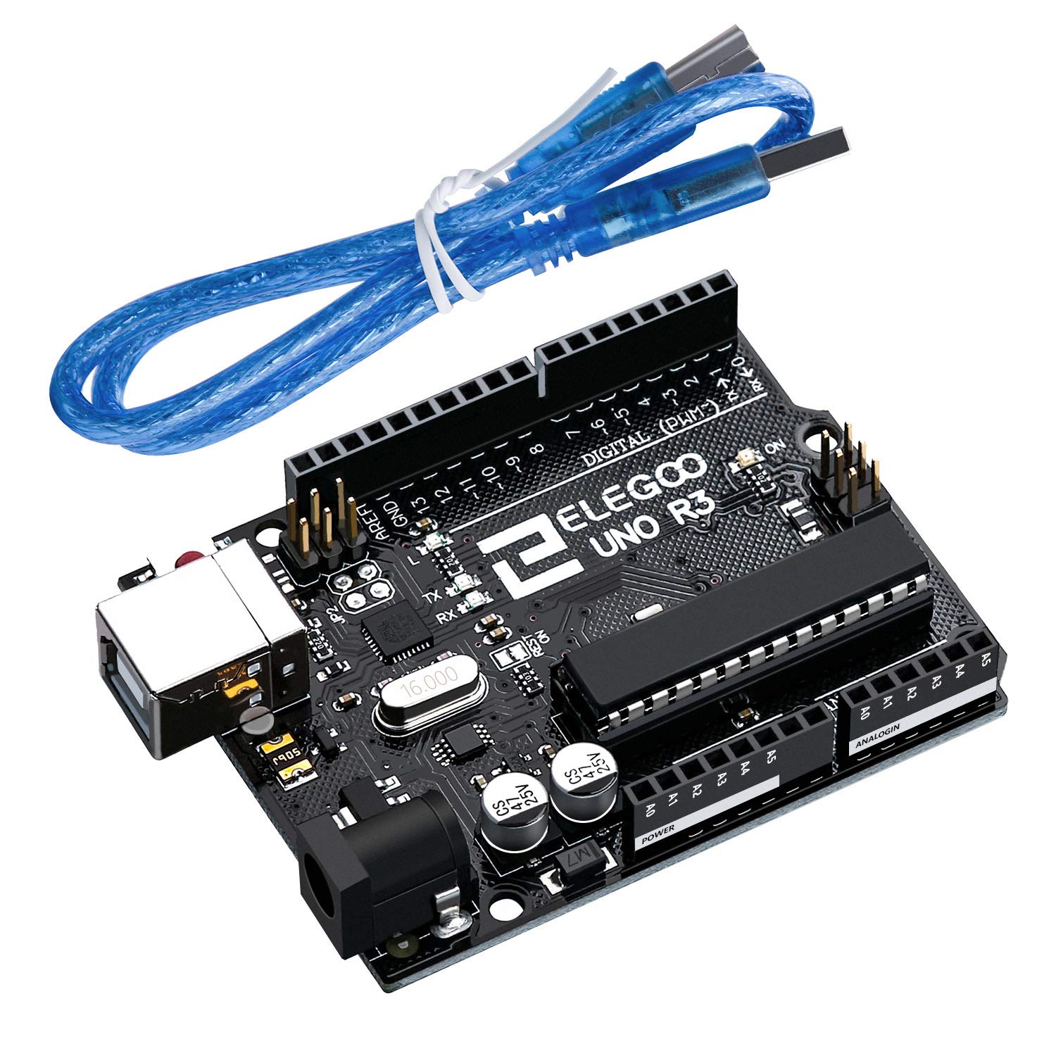 ELEGOO UNO R3 Board ATmega328P ATMEGA16U2 with USB Cable Compatible with Arduino IDE Projects, RoHS Compliant