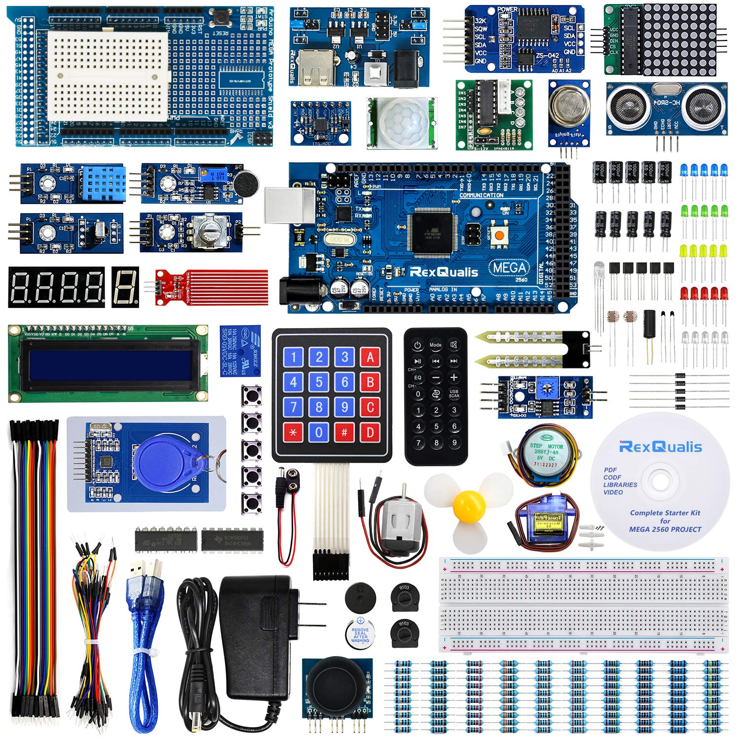 REXQualis Mega 2560 Kit The Most Complete Starter Kit w/Detailed Tutorial for Arduino Mega2560 Robot Kit