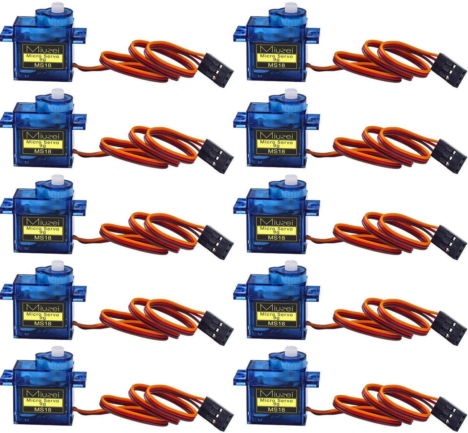 Miuzei 10 pcs SG90 9G Servo Motor Kit for RC Robot Arm Helicopter Airplane Remote Control